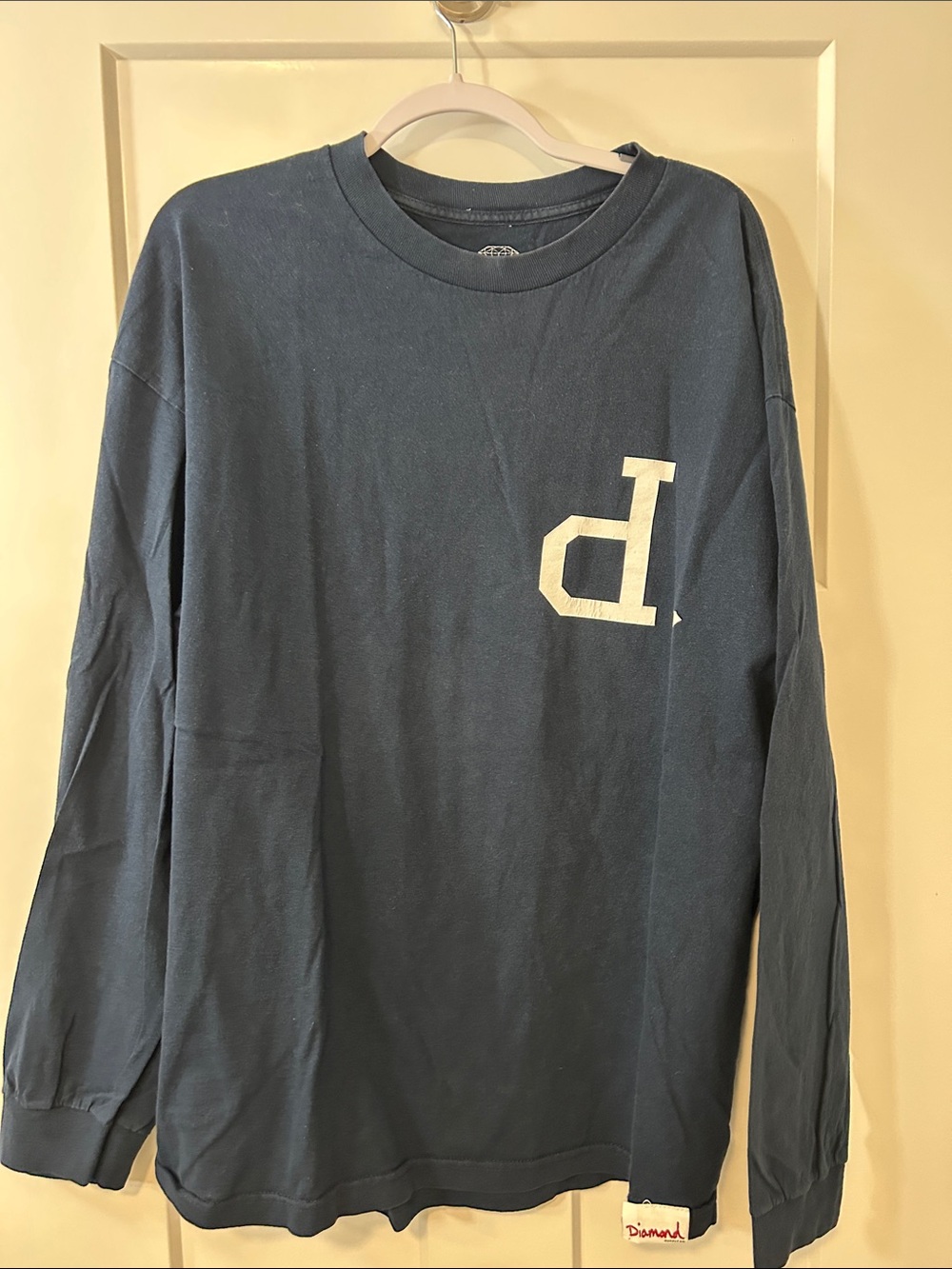 Diamond Supply Co. Navy Long-Sleeve Tee with Cream Logo